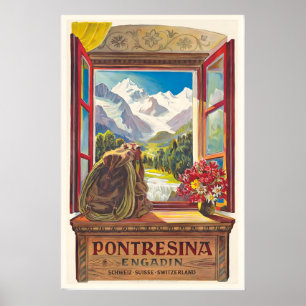 Poster Pontresina Engadin Schweiz Suisse Suisse