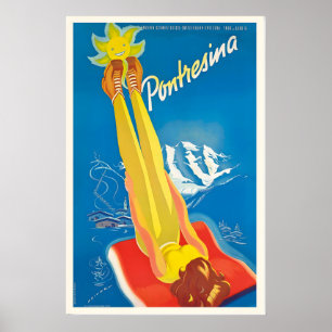 Poster Pontresina Engadin Schweiz Suisse Switzerland