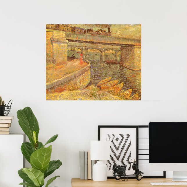 Poster Ponts sur la Seine par Vincent van Gogh (Bureau à domicile)