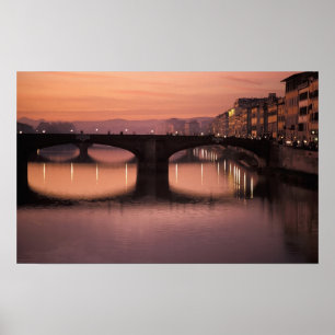 Poster Ponts sur l'Arno au coucher du soleil, 2