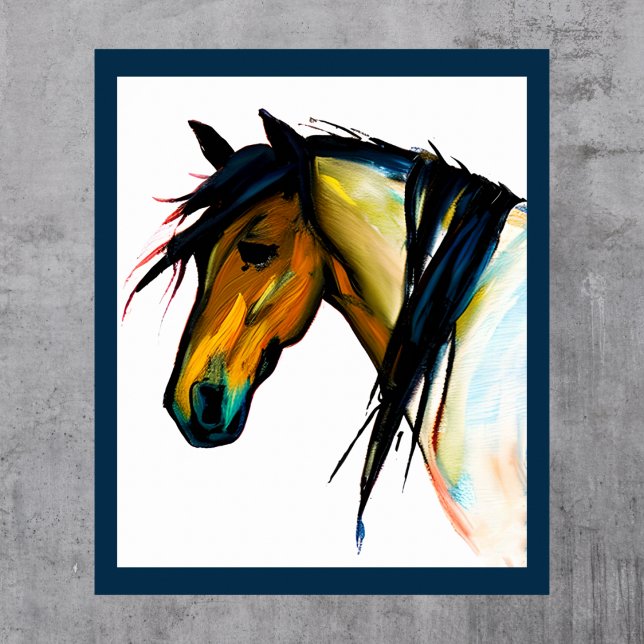 Poster Pony sauvage | Cheval aquarelle (Créateur téléchargé)