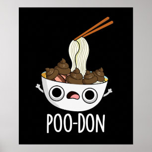 Poster Poo-don Funny Udon Pun Fond Sombre