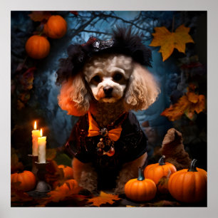 Poster Poodle à la fête d'Halloween