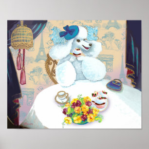 Poster Poodle blanc Cupcake Tea Party Imprimer