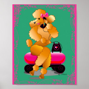 Poster Poodle d'abricot rétro sur papier d'impression