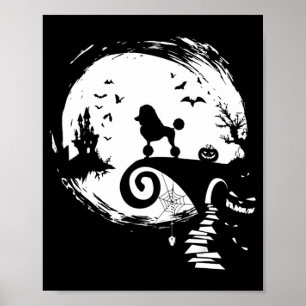 Poster Poodle Dog And Moon Halloween Costume Dog Lover Fu