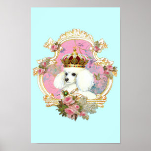 Poster Poodle Princess sur rose roses
