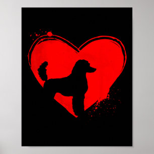 Poster Poodle Standard Chien Forme de Coeur Saint-Valenti