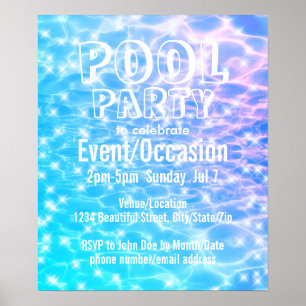 Poster Pool Party Beach Party Summer Party Eau bleue