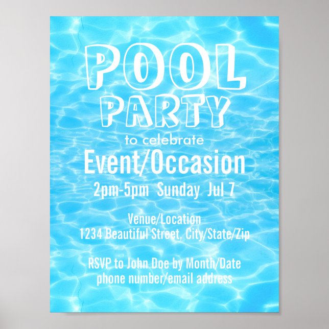 Poster Pool Party Beach Party Summer Party moderne (Devant)