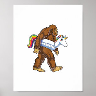 Poster Pool Party Bigfoot Unicorn Float Funny Sasquatch R