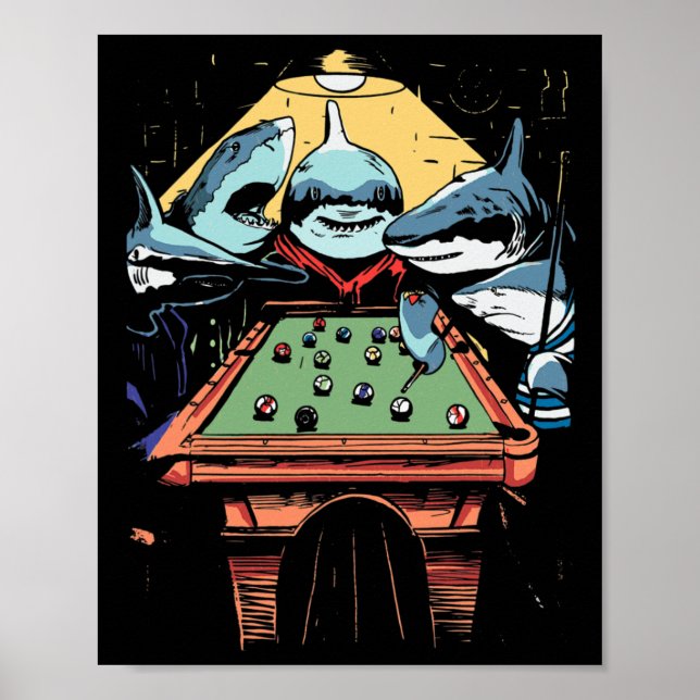 Poster Pool Sharks Shark Billard jeu (Devant)