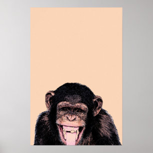 Poster Pop Art Chimpanzé Sticking Tongue Out