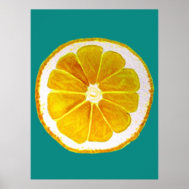 Poster Pop art citron tranche de fruits d'origine aquarel (Devant)