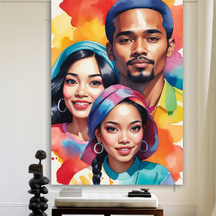 Poster Pop Art coloré Multiculture Personnes Diversité