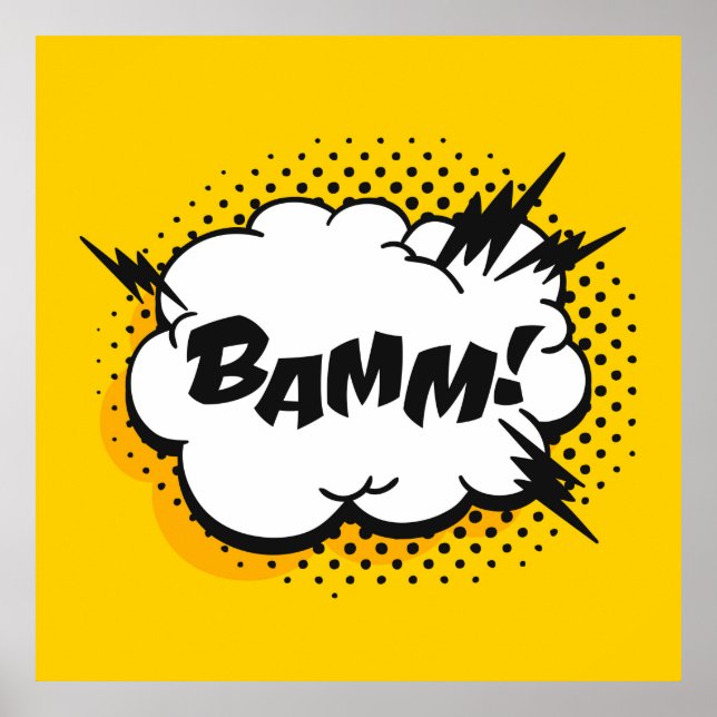 Poster Pop art discours bulle dessin avec du texte. Caric (Devant)