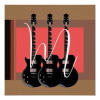 Pop Art Electric Guitare Monogramme initial