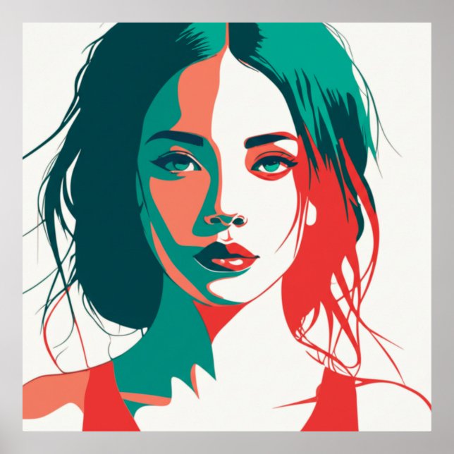 Poster Pop Art femme Portrait cadeau (Devant)