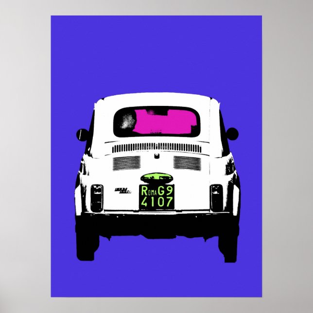 Poster Pop Art Fiat 500, cinquecento, à Rome, Italie (Devant)