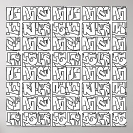 Poster Pop Art Graffiti Grid Decoupage Template Line Art