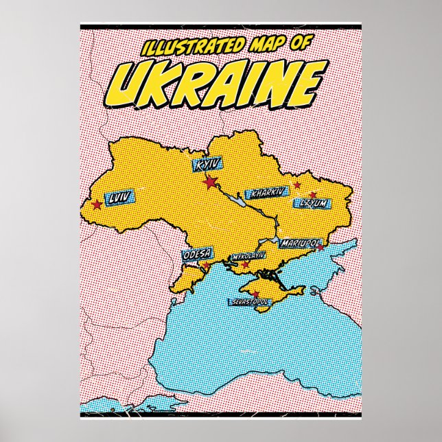 Poster Pop Art Illustré Ukraine (Devant)