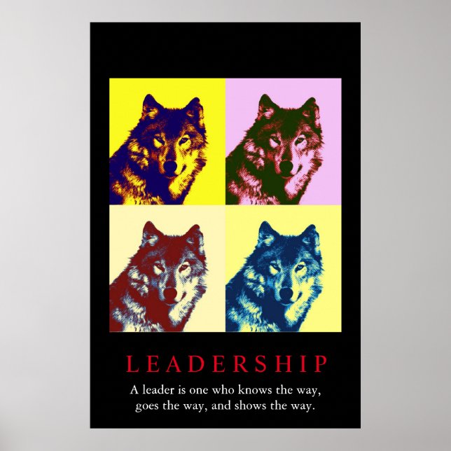 Poster Pop Art Inspiration Leadership Wolf (Devant)