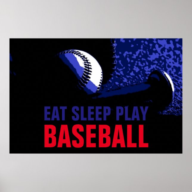 Poster Pop Art Mange Sommeil Jouer Baseball (Devant)