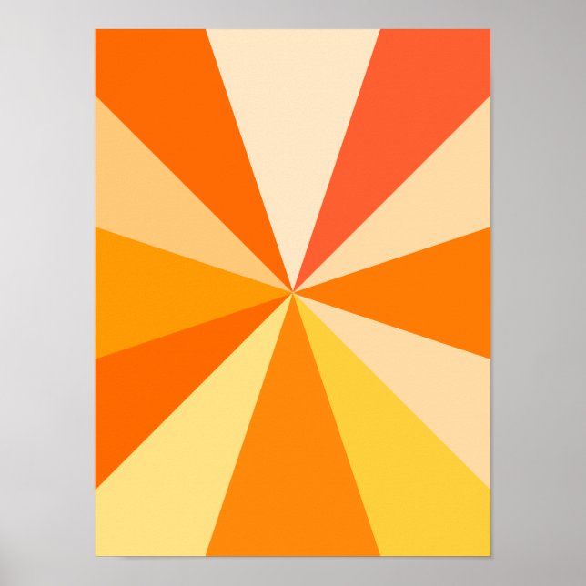 Poster Pop Art Modern 60s Funky Geometry Rays in Orange (Devant)