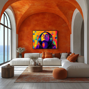 Poster Pop Art Music Lover - Headphone Groove Art