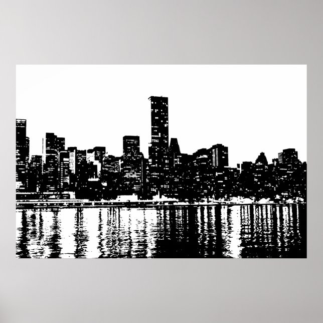 Poster Pop Art New York City Manhattan Silhouette (Devant)