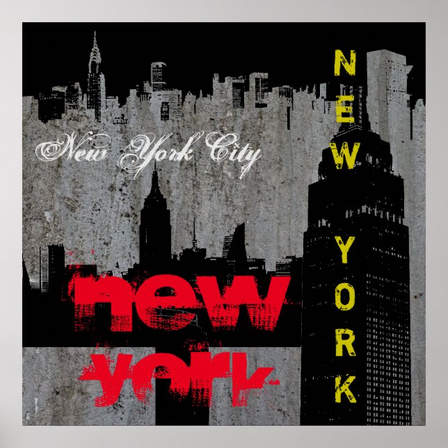 Poster Pop Art New York City Manhattan Skyscrapts (Devant)