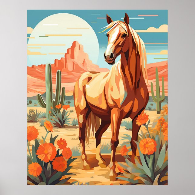 Poster Pop Art Palomino Desert Horse (Devant)
