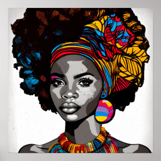 Poster Pop Art Portrait d'une fille africaine des années 