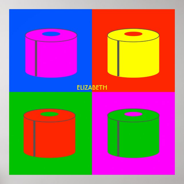 Poster Pop art Psychedelic Toilet Paper Vibrant (Devant)