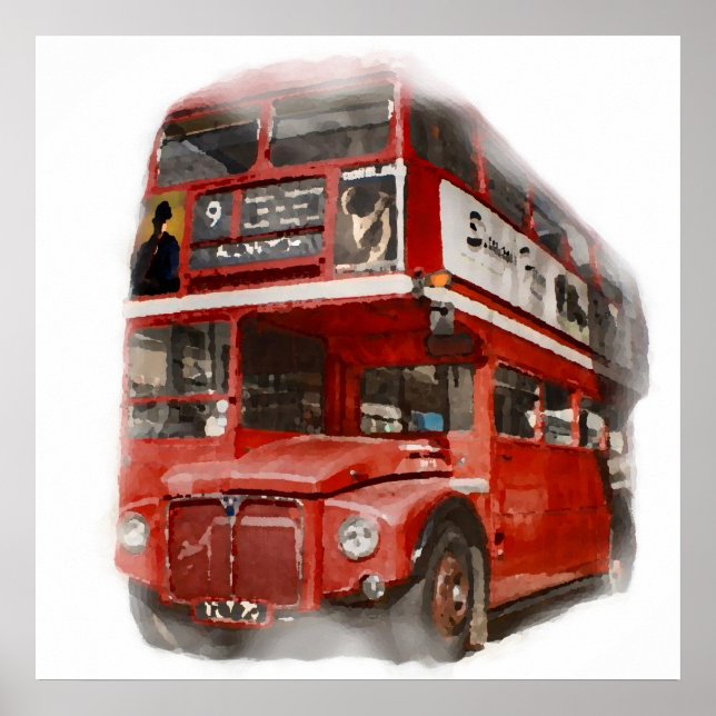 Poster Pop Art Red London Bus (Devant)