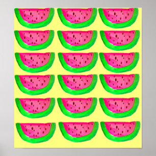 Poster pop art rose pastèque