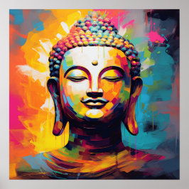 Poster Pop Art Souriant Buddha buste