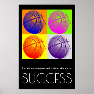 Poster Pop Art Success Motivational Basketball tendance