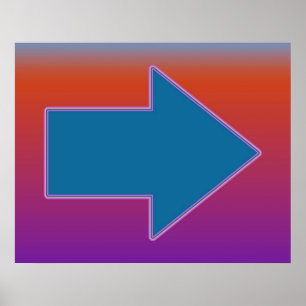 Poster Pop Art Une Flèche Vers Le Bleu Droit Sur Le Rouge