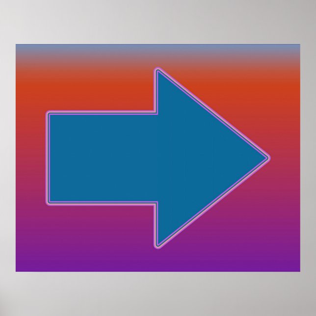 Poster Pop Art Une Flèche Vers Le Bleu Droit Sur Le Rouge (Devant)