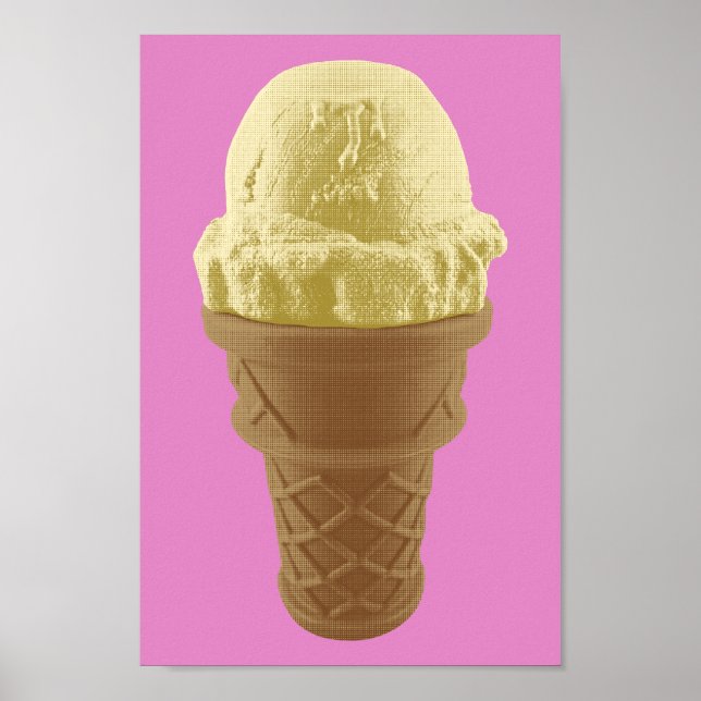 Poster Pop Art Vanilla Ice Crem Cone (Devant)