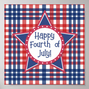 Poster Pop de gâteau rouge, blanc et bleu