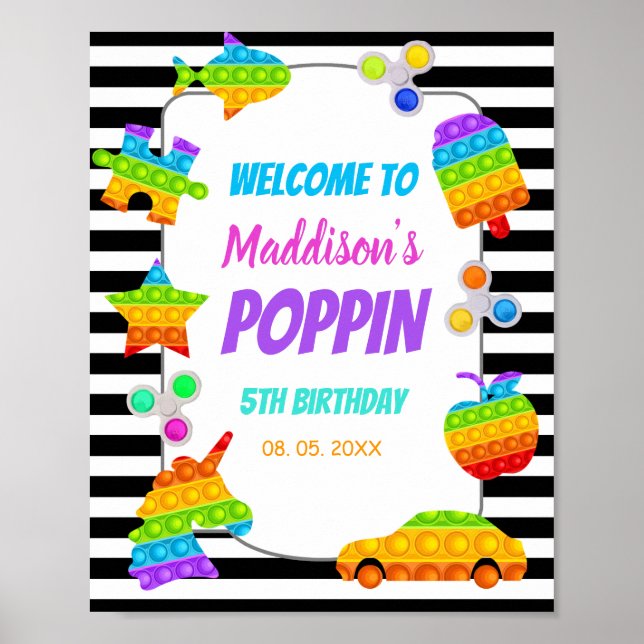 Poster Pop It Toy Anniversaire Pop On Fidget Push Bienven (Devant)