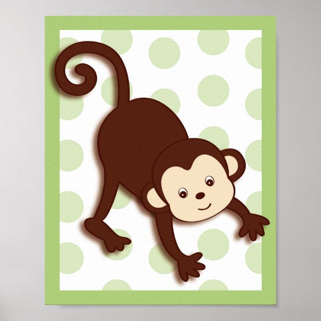 Poster Pop Mod Monkey Jungle Nursery Wall Art Imprimer 8X (Devant)