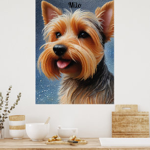 Poster Pop Pointillisme Yorkshire Terrier Art