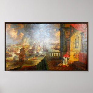 Poster Pope St Pius V praying during Battle of Lepanto