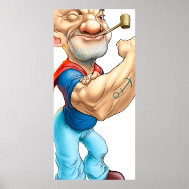 Poster Popeye the Sailor classique marine bleu (Devant)