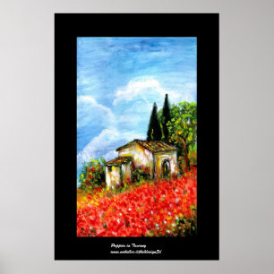POSTER POPIES EN TOSCANE