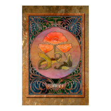 Poppies Art Nouveau en Coppery Mucha Frame