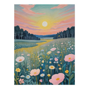Poster Poppies du coucher de soleil